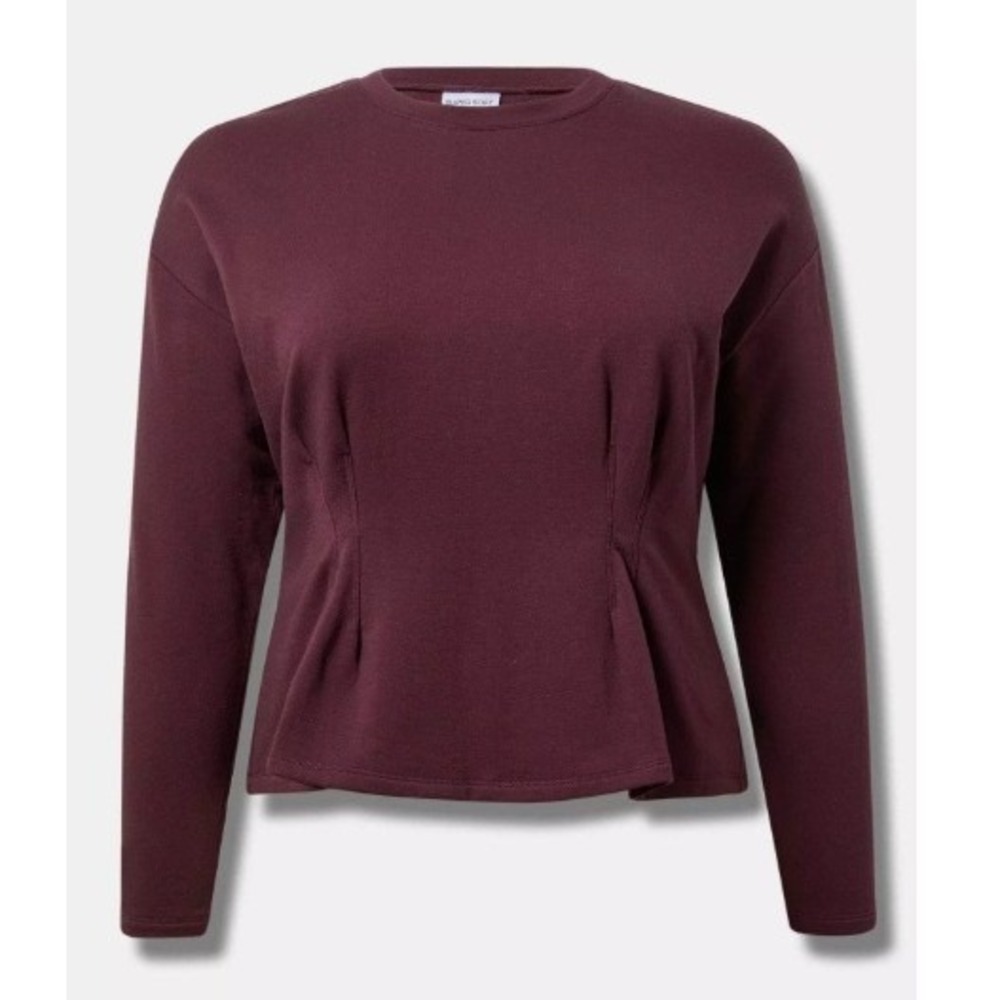 Torrid Super Soft Fleece Corset Sweatshirt Plus‎ Size 2X Winetasting Burgundy